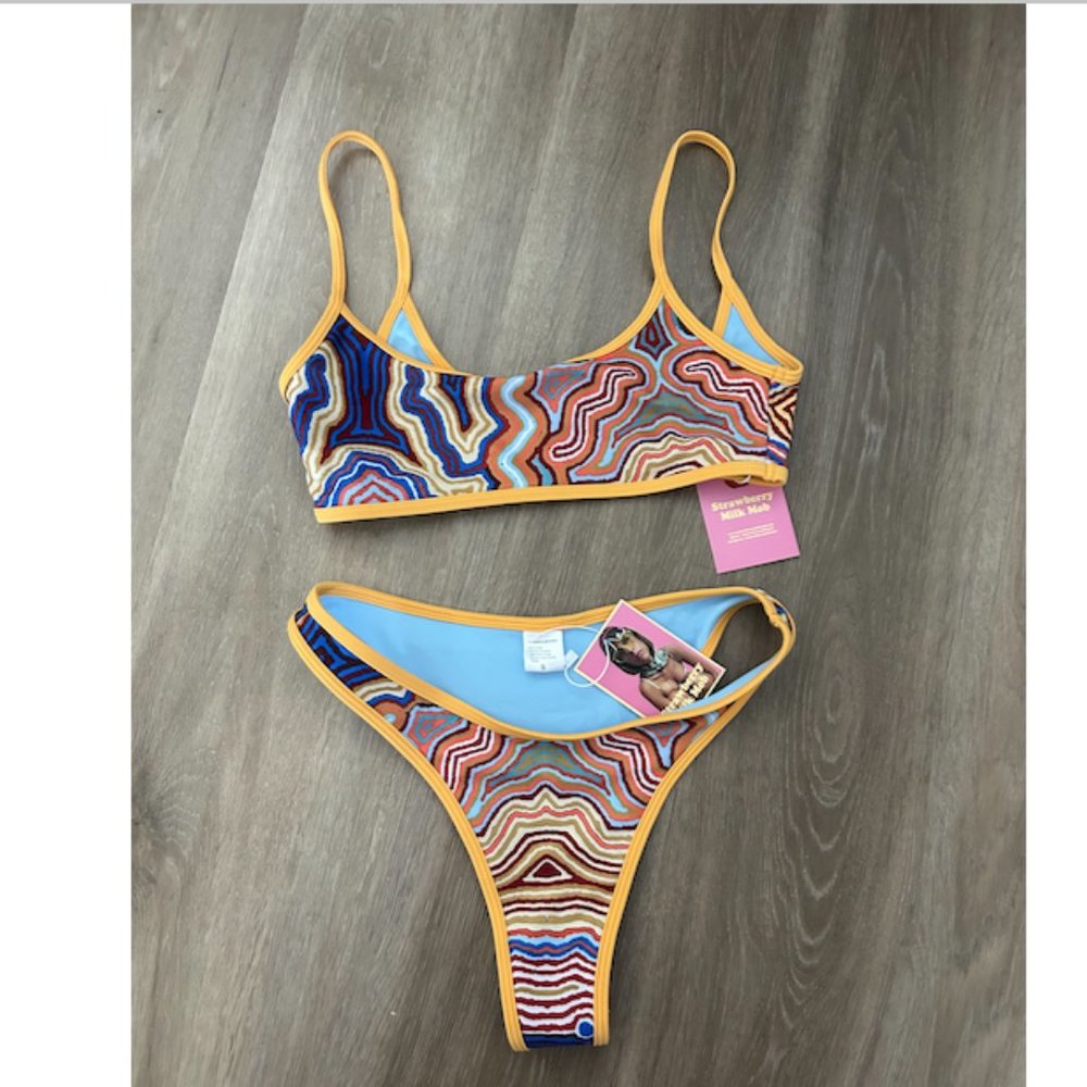 Strawberrry Milk Mob Cento Per Cento Bikini Top and Bottom Size Small